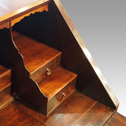 Georgian small mahogany bureau stepped interior