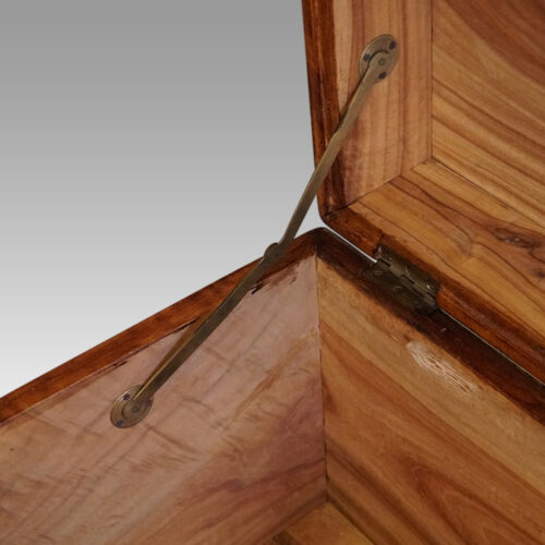 Large Victorian camphorwood campaign trunk elbow hinge
