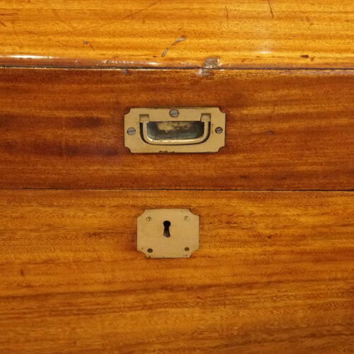Large Victorian camphorwood campaign trunk lock plate