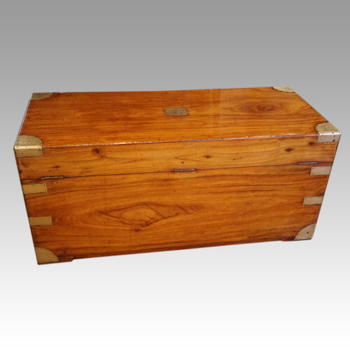 Large Victorian camphorwood campaign trunk rear