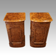 Pair Victorian walnut bow bedsides