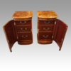 Pair Victorian walnut bow bedsides door open