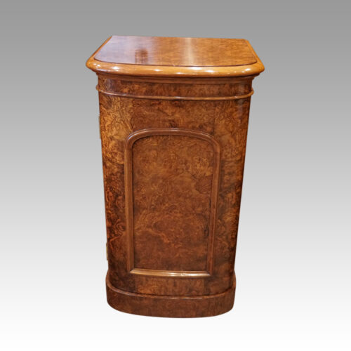 Pair Victorian walnut bow bedsides front