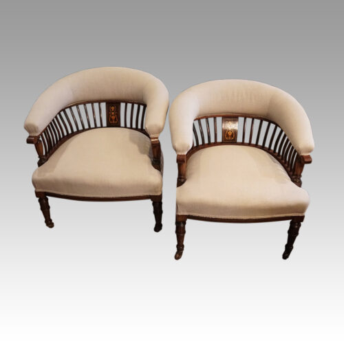 Pair of Edwardian tub chairs his and hers