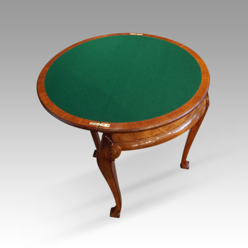Queen Anne style demi lune card table open