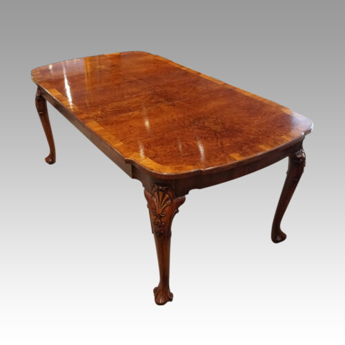 Queen Anne style walnut extending dining table