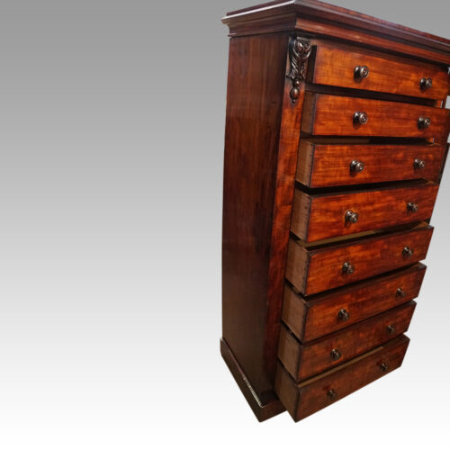 Victorian mahogany Wellington chest open