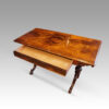 Victorian rosewood library table drawer open