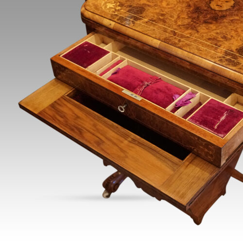 Victorian walnut backgammon worktable drawer fitted