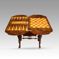 Victorian walnut backgammon worktable open