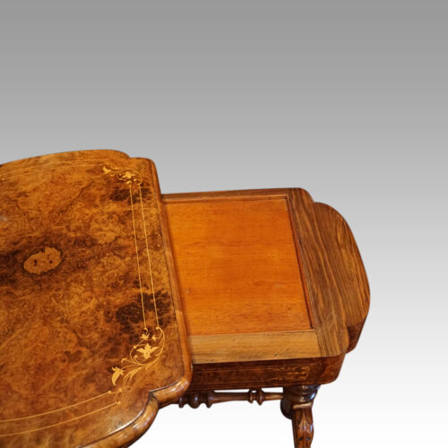 Victorian walnut backgammon worktable swivel