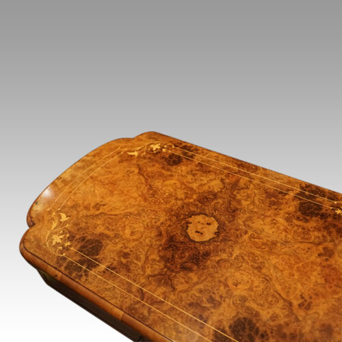 Victorian walnut backgammon worktable top detail