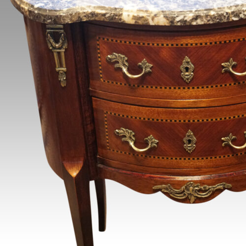 Pair of French bedside cabinets front detail