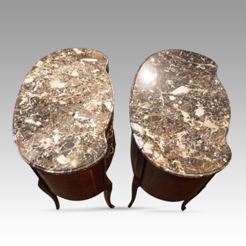 Pair of French bedside cabinets marble tops