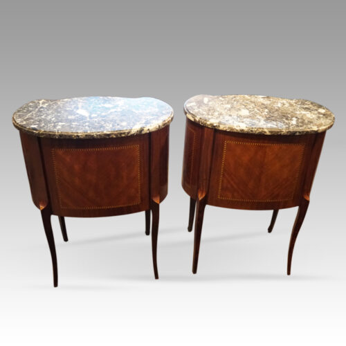 Pair of French bedside cabinets rear