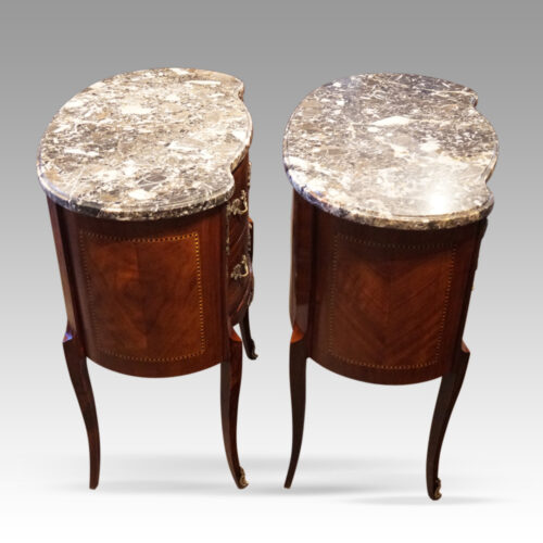 Pair of French bedside cabinets side view