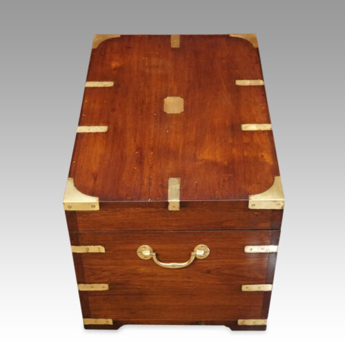 Victorian brass bound campaign trunk end view