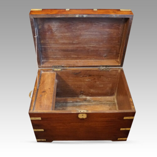 Victorian brass bound campaign trunk interior