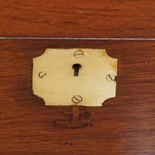 Victorian brass bound campaign trunk key plate