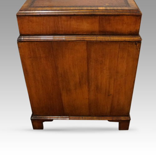 Walnut Georgian style pedestal desk end view