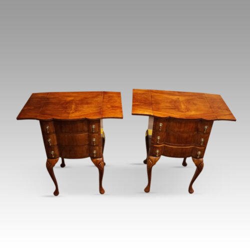 Pair of walnut bedside cabinets flaps up