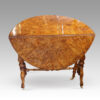 Victorian burr walnut Sutherland table one flap down
