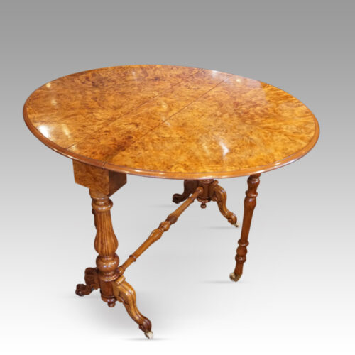 Victorian burr walnut Sutherland table open