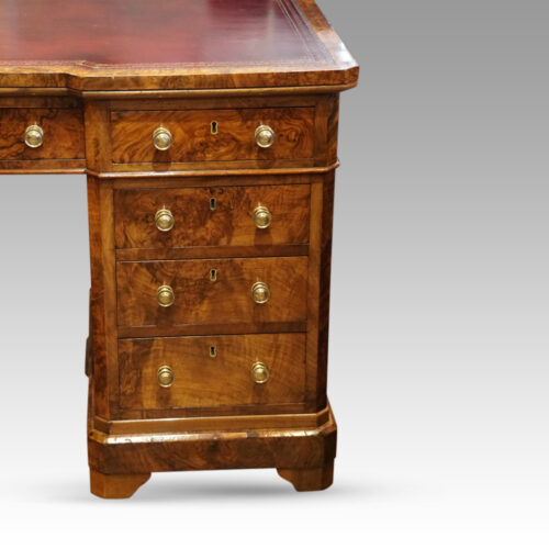 Victorian burr walnut pedestal desk 3