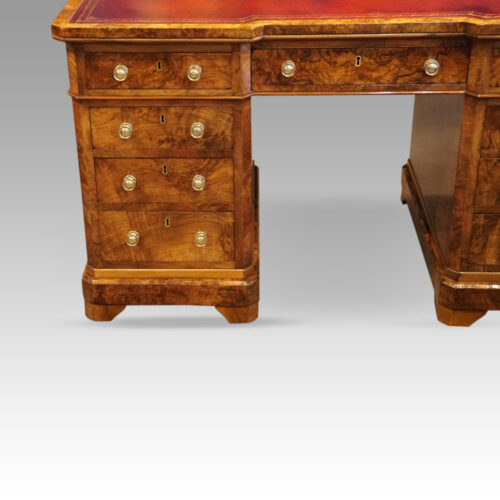 Victorian burr walnut pedestal desk 4