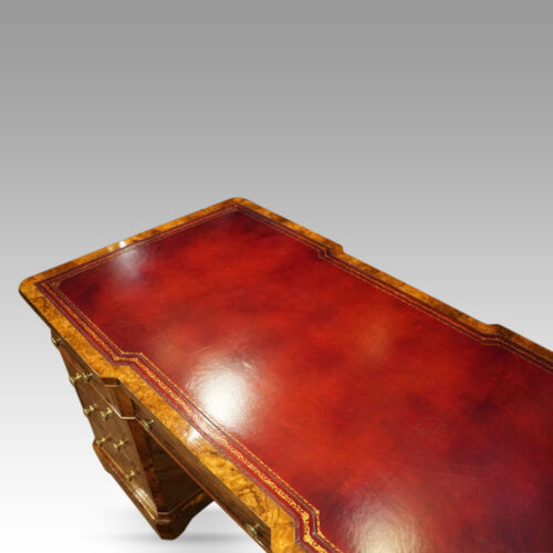 Victorian burr walnut pedestal desk 6