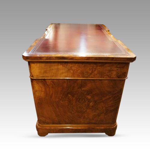 Victorian burr walnut pedestal desk 8