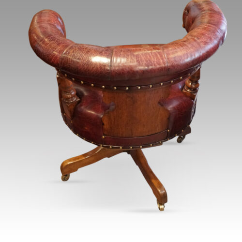 Victorian oak revolving desk chair rear