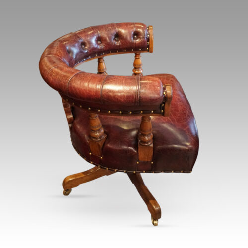 Victorian oak revolving desk chair side