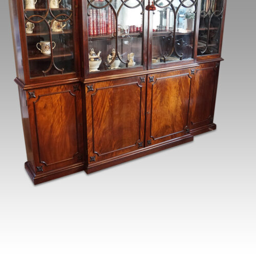 George III mahogany breakfront bookcase base