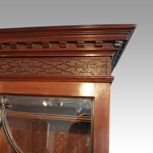 George III mahogany breakfront bookcase blind fret