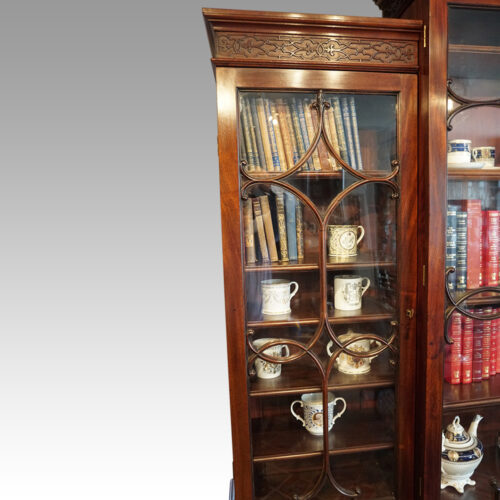 George III mahogany breakfront bookcase end door