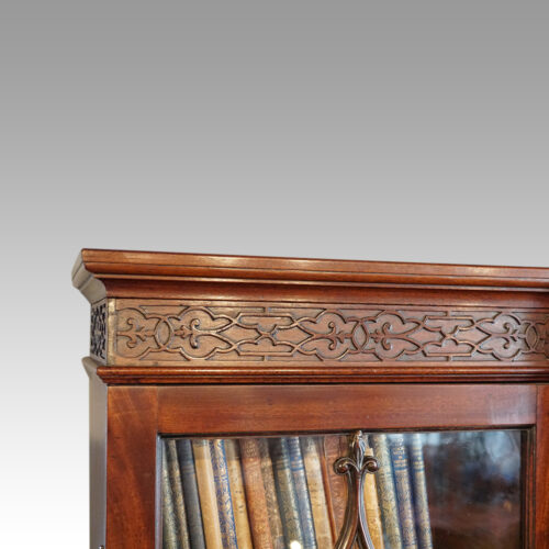 George III mahogany breakfront bookcase end fret