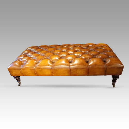 Large deep buttoned leather stool