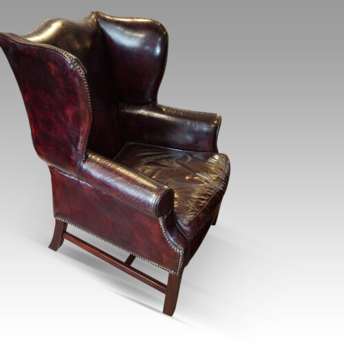 Leather wing chair angle