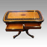 Victorian ebonised card table drawers open