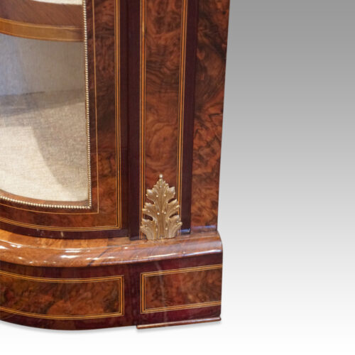 Victorian walnut display cabinet base end mount