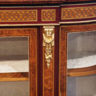 Victorian walnut display cabinet mount to centre door