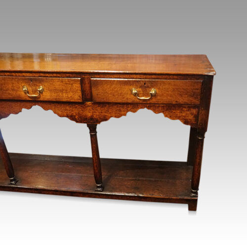 Antique oak turned leg dresser base end drawer