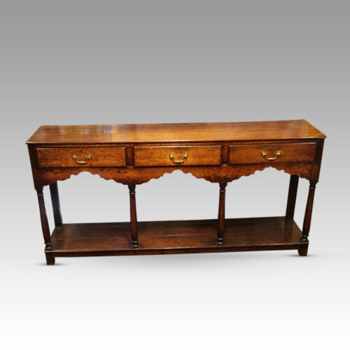 Antique oak turned leg dresser base front view