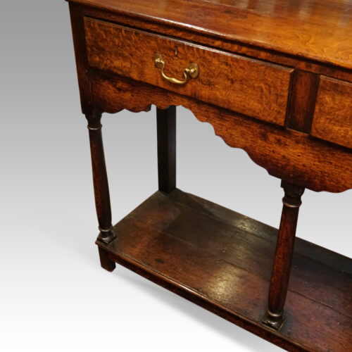 Antique oak turned leg dresser base shaped apron