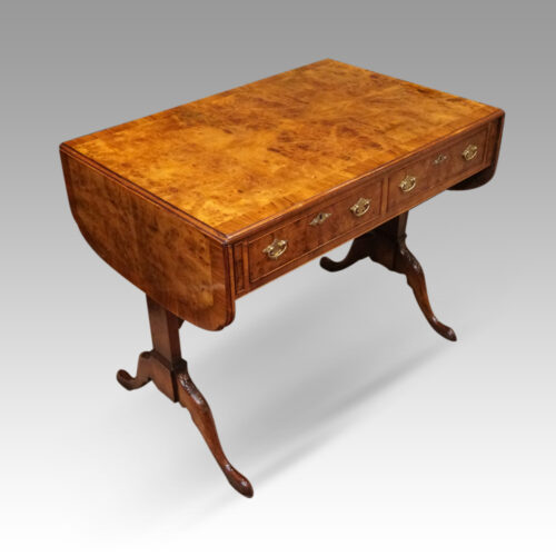 George V burr walnut sofa table angle