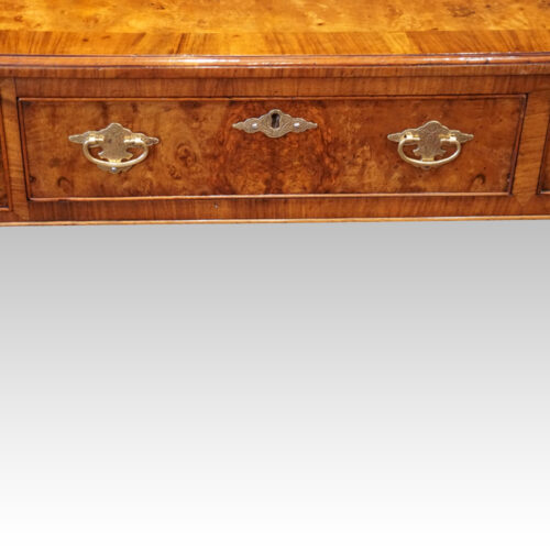George V burr walnut sofa table central drawer
