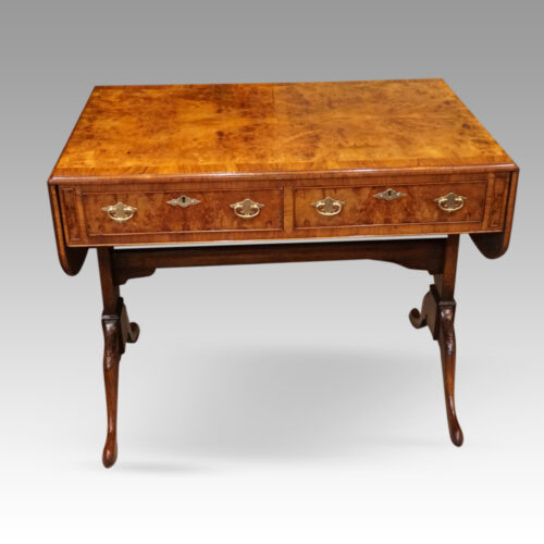 George V burr walnut sofa table flaps down