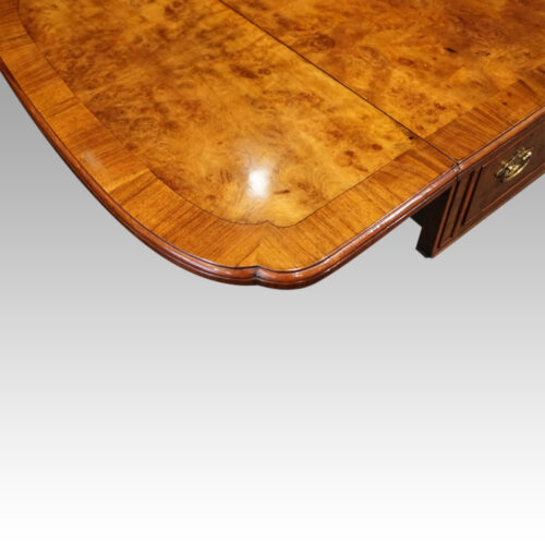 George V burr walnut sofa table indent corner