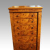 Victorian burr walnut Wellington chest front
